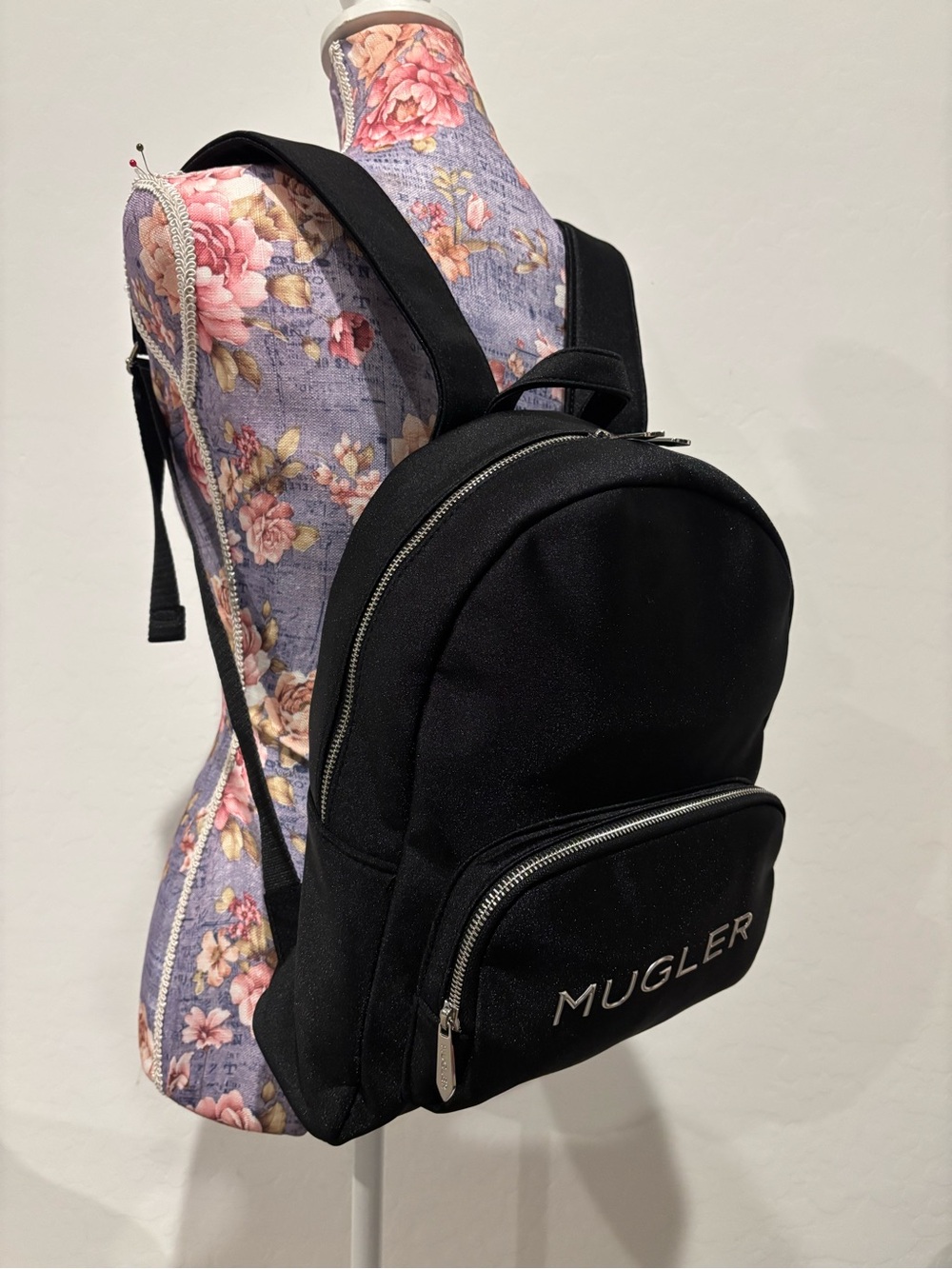 MUGLER Black Logo Neoprene Backpack